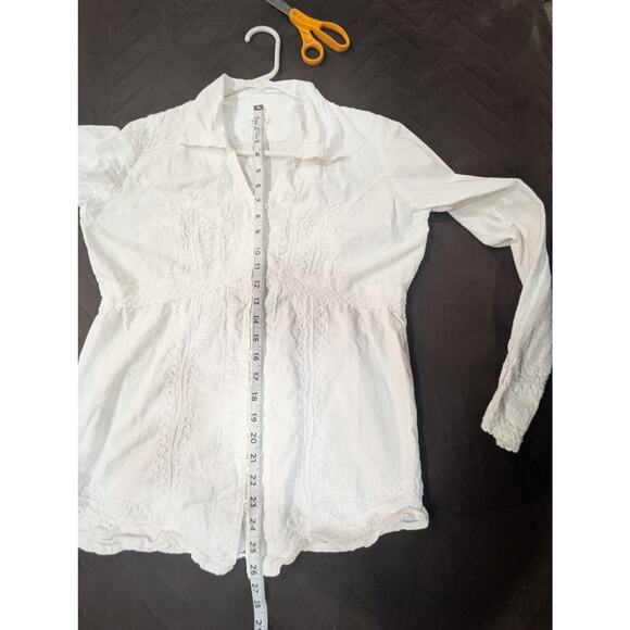 Gorgeous white Peruvian Pima cotton long sleeve collared blouse by Novica size M - Picture 13 of 14